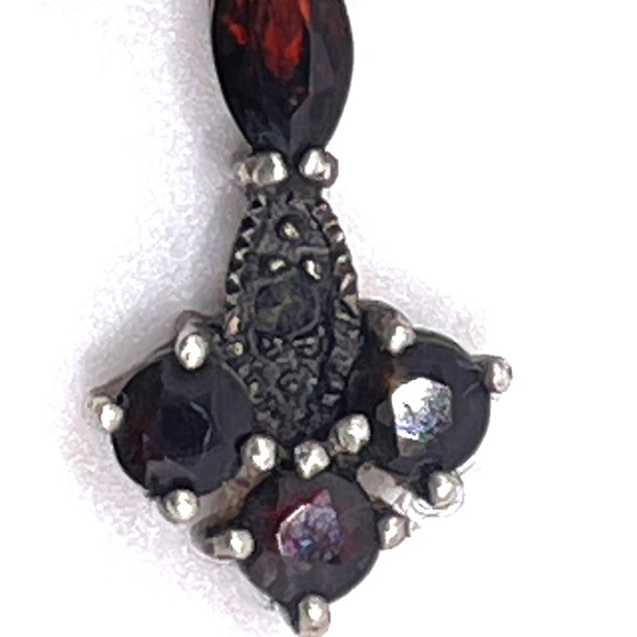 Sterling Silver Garnet Cross Pendant Necklace - Picture 9 of 13